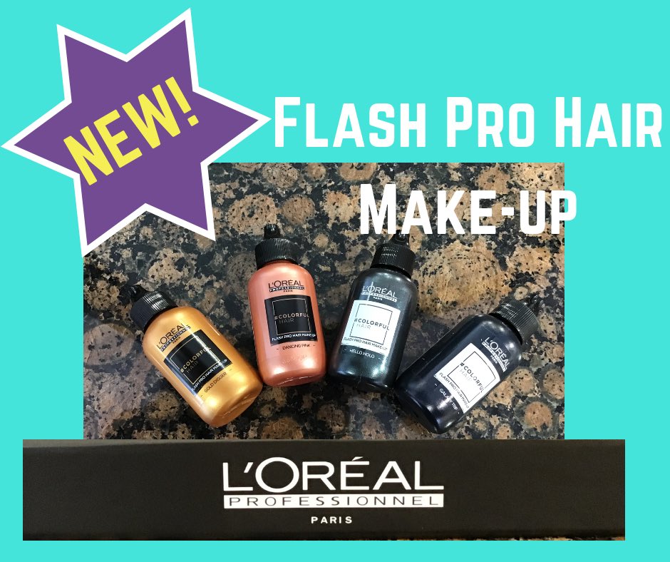 MirrorTurquoise's tweet image. Flash Pro Hair Make-up is the newest tool in the L'Oréal Professionnel toolbox.  This fun, new product adds temporary colours and glitter to all hair types. Shampoos right out . 
#hairmakeup #glitterage #lpcolourfulhair #lpflashcolourfulhair