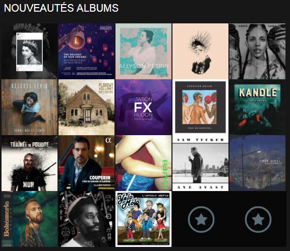 Nouveautés albums → bit.ly/1QbMyzL

Vous pouvez dès maintenant vous procurer les nouveaux albums des artistes suivants : @lefevrepianist, <a href="/Anatole_LA/">Anatole</a>, <a href="/AnnieSama8/">ANNIE SAMA</a>, <a href="/Kandleosborne/">Kandle</a>, <a href="/ThatTucker/">Sam Tucker</a> et plus encore!