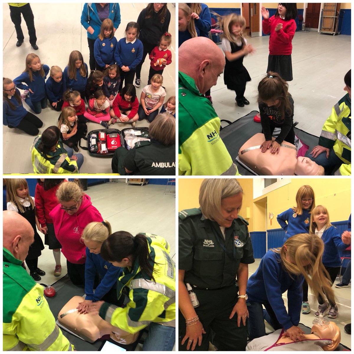 BeeEllon's tweet photo. Had a great night at GB tonight! One of the mums is an Ambulance Technician &amp; also a volunteer First Responder. She brought other responders with her. We learnt some CPR, the recovery position &amp; checked our oxygen. We got to look at their kit too! #gbistheplacetobee #ambassabees https://t.co/KRLYs7oM5h