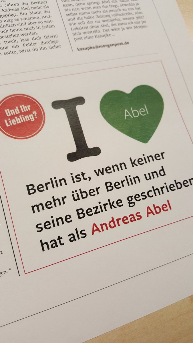 Andreas Abel geht nach 32 Jahren bei der Berliner <a href="/morgenpost/">Berliner Morgenpost</a> in den Ruhestand. Ich durfte in den vergangenen Monaten noch mit ihm zusammenarbeiten. Toller Kollege. Vielen Dank!