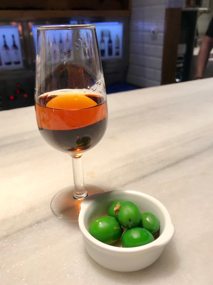 EmmaDalyIre's tweet photo. My first Oloroso 😍 #sherry #Spain #wine #Madrid love you ⁦@IBrosnan⁩ https://t.co/khVV4AXrog