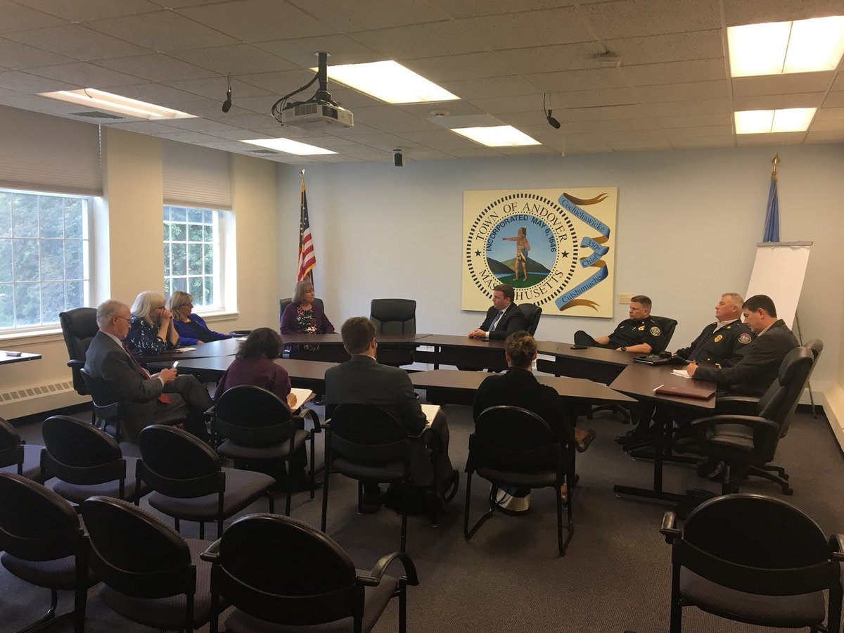 AndrewPFlanagan's tweet photo. Thank you to Senate President @KarenSpilka , @BarrettSenate and @teambarbara for taking the time to discuss #MVFire and the Town’s response @AndoverMaGov @AndoverMassPD https://t.co/Z3hyg1rbIV