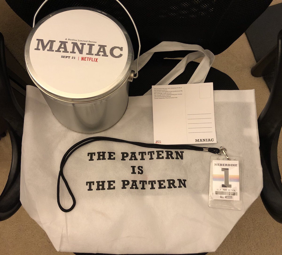 bdayneil's tweet photo. @maniacnetflix I'm ready to binge #ManiacNetflix for the second time! Thanks for the #AdBuddy popcorn @gofooji & @maniacnetflix https://t.co/6QugvEY0Cy