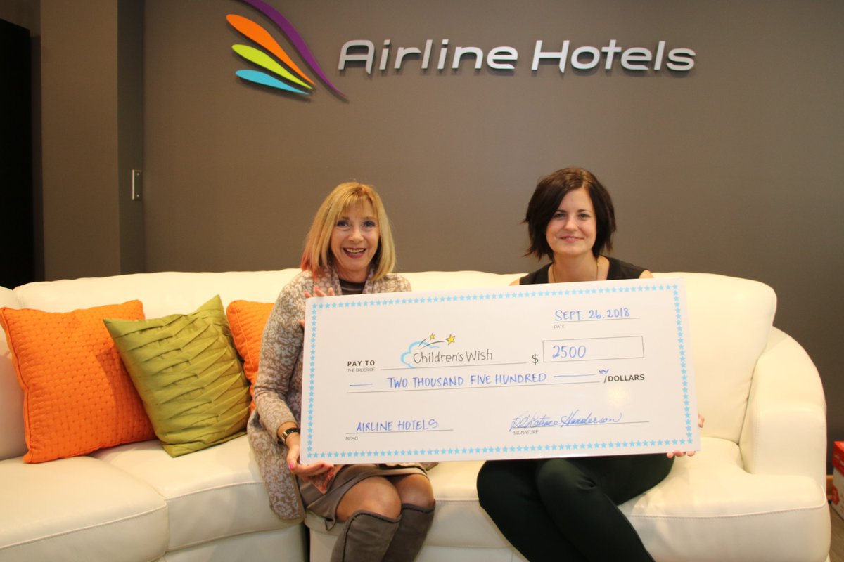 AirlineHotels's tweet photo. We are 'Makin' a Difference'. Thanks to our guests for supporting this program - declining housekeeping service in lieu of a donation made to a charity. Betty Anne Latrace-Henderson, President of Airline Hotels presents the first check! Visit https://t.co/MJTFYxYkJz… https://t.co/b21RKExp4u