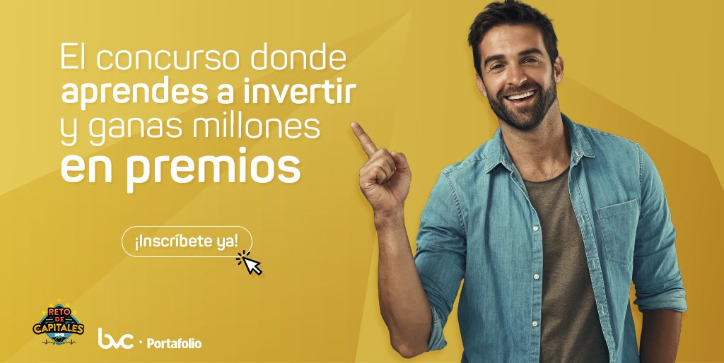 bvcColombia's tweet photo. Quedan pocos días para el concurso donde aprendes a invertir con la posibilidad de ganar $9 millones. ¡Inscríbete en @BolsaMillonaria! 👏😮https://t.co/dhcRYQVkIY https://t.co/FcSQA0elsA