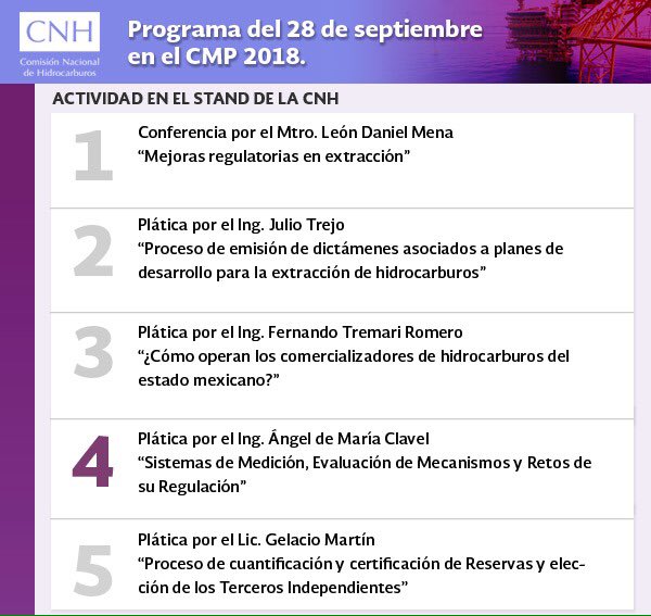 CNH_MX's tweet photo. "Sistemas de medición, evaluación de mecanismos y retos de su regulación" es la plática que comenzará a las 16:30 hrs. en nuestro stand #CNH #CMP18 https://t.co/iDslcs5ZD7