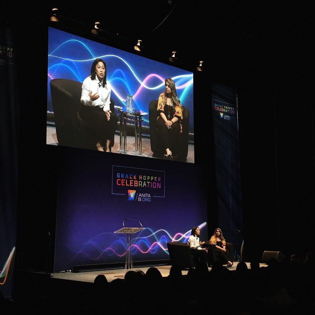 radha_jhatakia's tweet photo. Interviewing Priscilla Chan was such a humbling experience. #ghc18 #GraceHopperCelebration #czi #chanzuckerberginitiative #featuredsession #priscillachan https://t.co/xhqbylfMSC