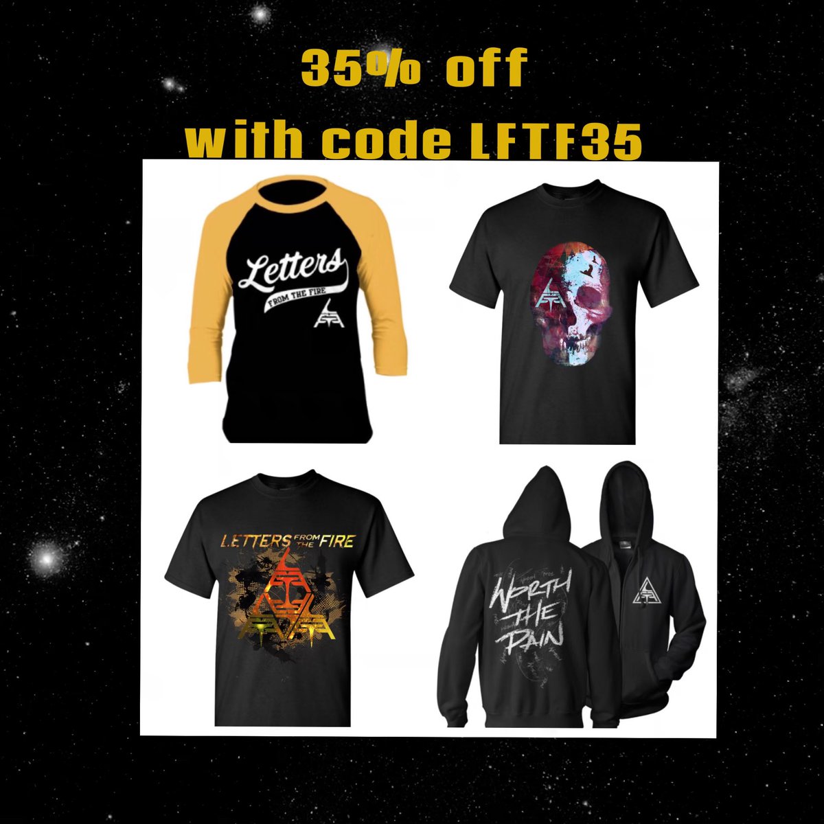 LFTFmusic's tweet photo. End of tour sale!! 35% off entire order with coupon code: LFTF35

https://t.co/DJAtsac9qw https://t.co/OmwHWXr7sm