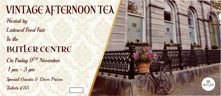 Butler_Centre's tweet photo. Vintage Afternoon Tea, 
hosted by @ListowelFood https://t.co/SKNZuvykYx