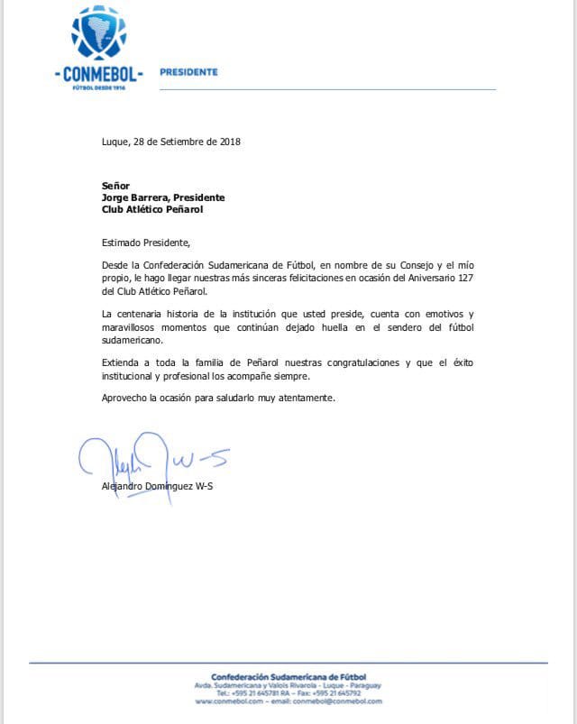 padreydecanocom's tweet photo. El saludo de CONMEBOL por los #127AñosDeGloria https://t.co/jlbov8MKm4