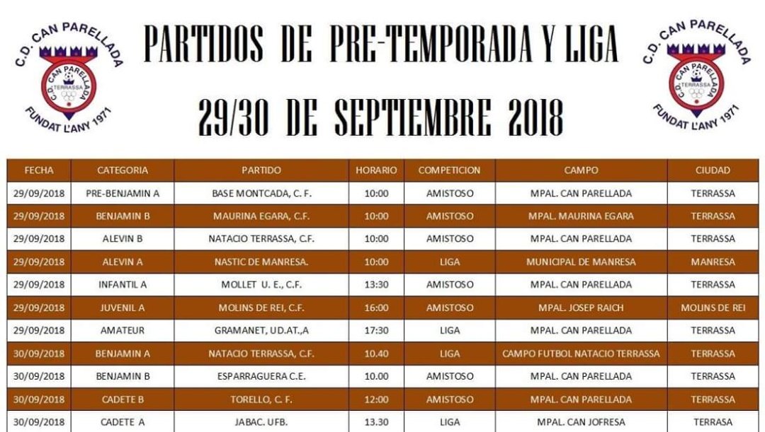 📆Partidos para este fin de semana 
⚽⚽⚽⚽
#futbolcat #CDCanParellada