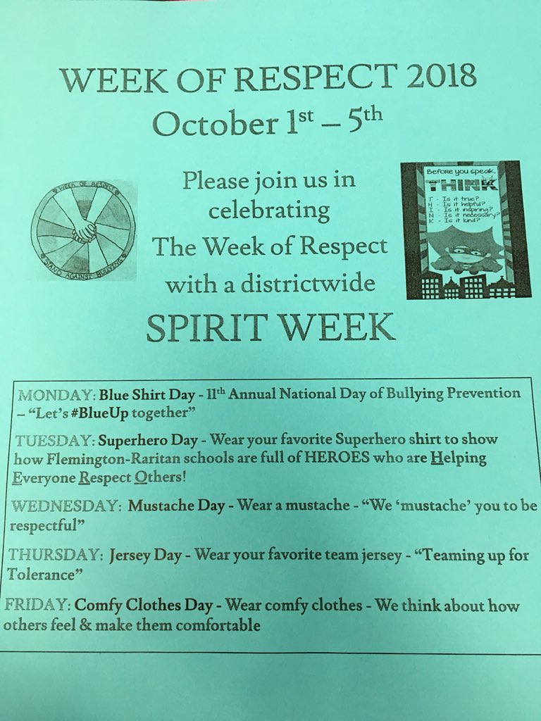 CopperHillES's tweet photo. Please join us in celebrating “The Week of Respect!” Monday 10/1-Wear blue to show your support for bullying prevention. #BlueUptogether #FRSD https://t.co/Hv90j3yGgW