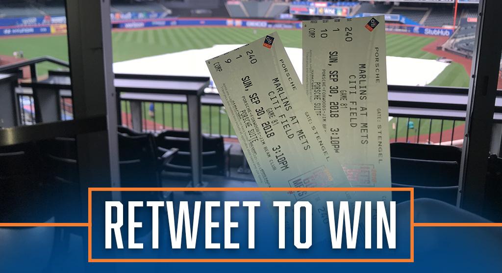 Mets's tweet photo. RT to win a pair of suite tickets to our final game of the 2018 season, this Sunday! 

Rules: https://t.co/uoF8icmqS2 https://t.co/ZpBVHPVW6j