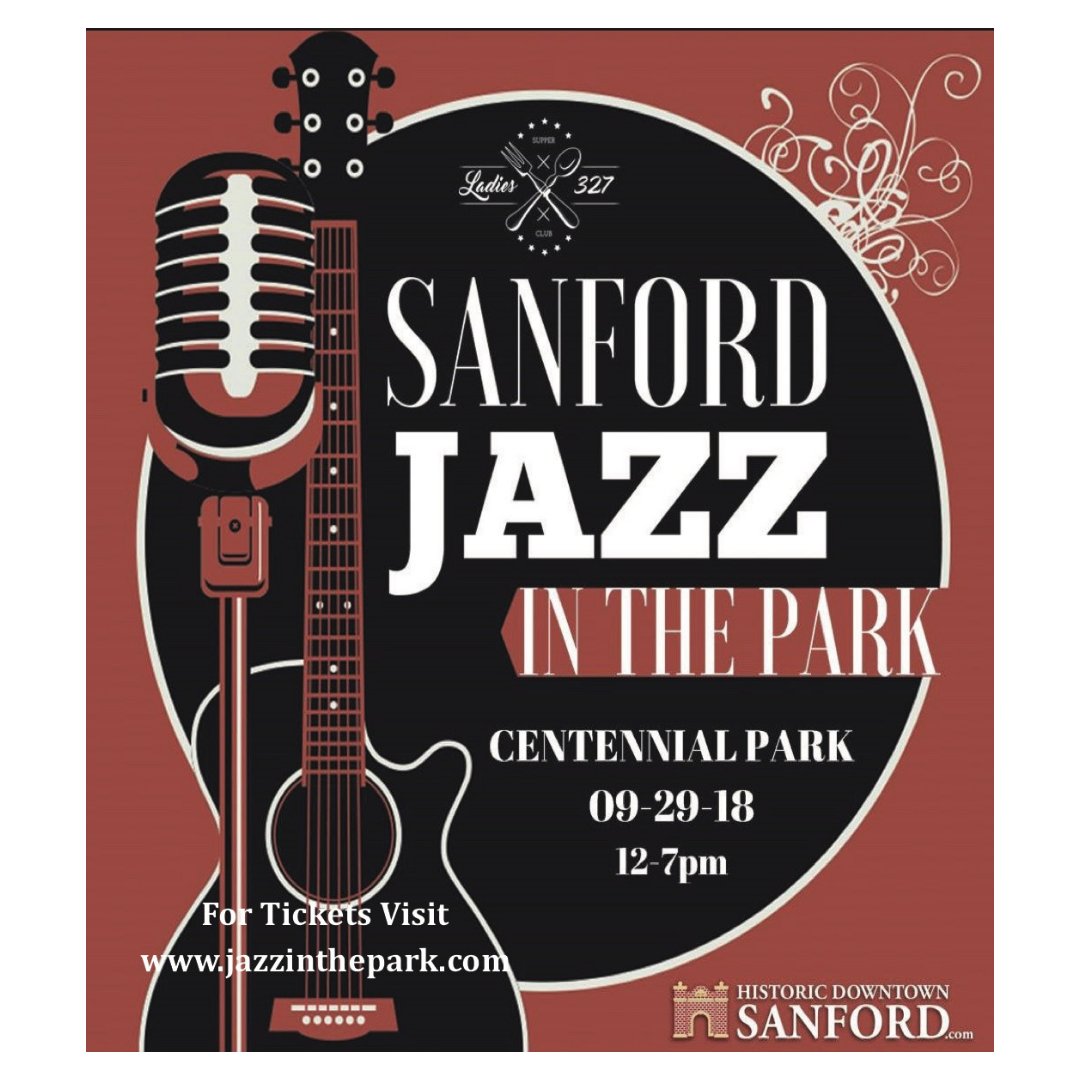 Any plans for the weekend? Sanford Jazz in the Park is happening tomorrow from 12- 7pm at Centennial Park check it out at jazzinthepark.com #mysanfordmagazine #mysanford #sanfording #sanford365 #historicdowntownsanford #weekendvibes #jazzinthepark #music #greattimes