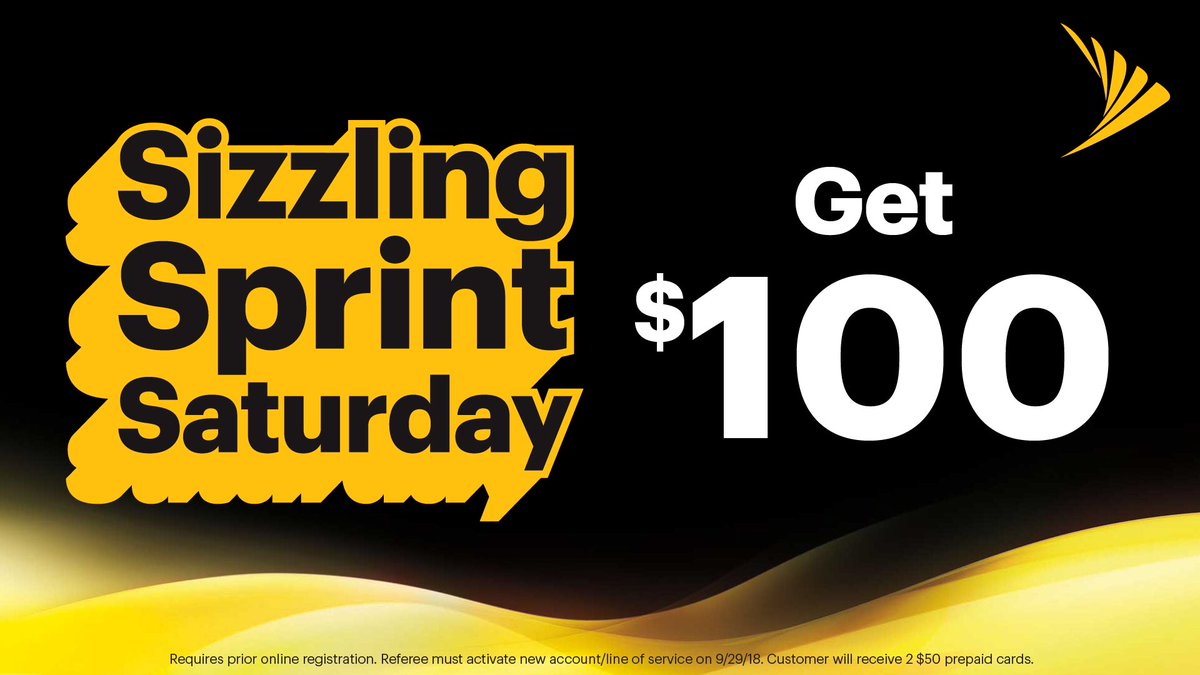 Tomorrow, refer a friend to @Sprint and you BOTH get $100 in Prepaid Mastercards® 🙌🏻 This offer is good for one-day only so don't miss out!

Find a Store: sprint.co/2K334ab
#SizzlingSprintSaturday 🔥