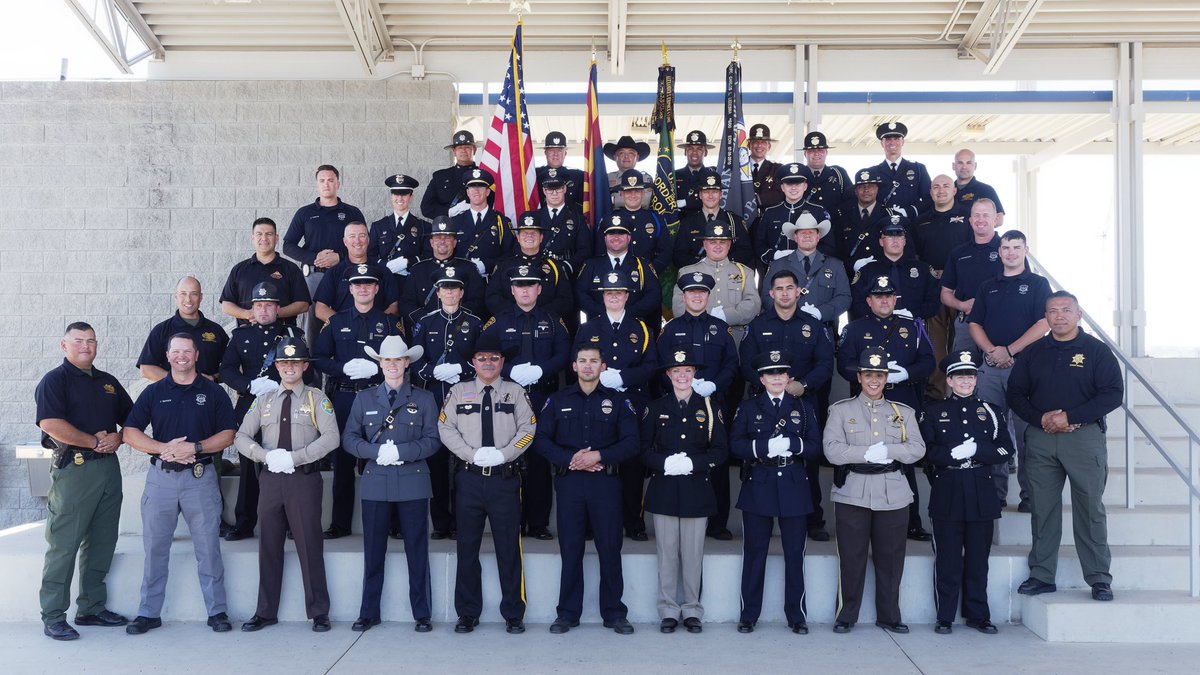 AZHonorGuard's tweet photo. The 3 Day Honor Guard Academy graduates!  38 students were from 19 different agencies and 2 States!!  The instructor Cadre was US Border Patrol, Chandler PD, Pima County SO, Maricopa County SO and AZ DPS. https://t.co/7ZVD29t2Ad
