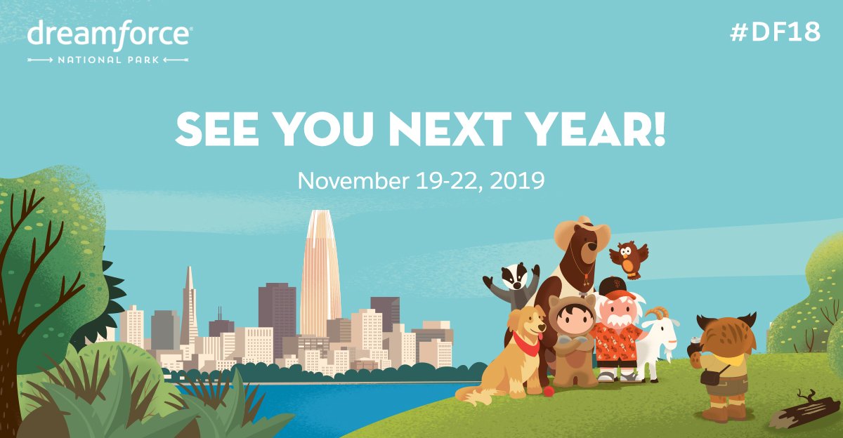 Dreamforce's tweet photo. Thank you for an incredible #DF18! 💙 We can't wait to see you next year! https://t.co/AzsJcKMj8S https://t.co/qPosKE7FLu