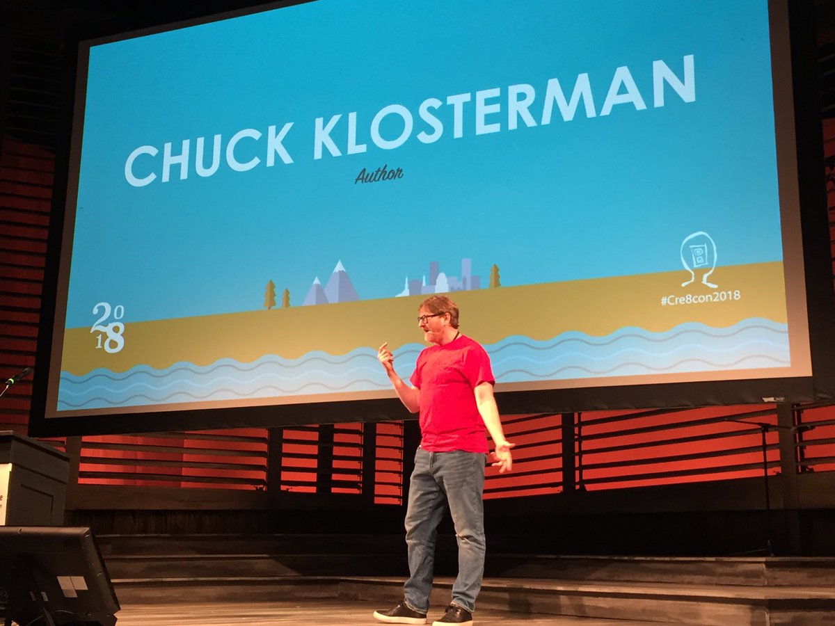 CoomberSarah's tweet photo. Wish you were here, @efroslie! #Cre8con2018 PDX @CKlosterman on creativity... he’s, not surprisingly, suspicious of it! https://t.co/riltf8M5hA