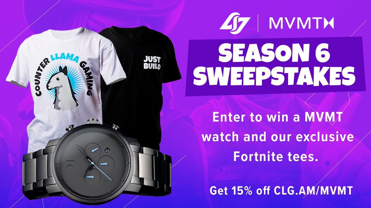 NRGLeague's tweet photo. We’re adding more loot to Season 6! 🎁 Three lucky winners will win a @mvmt watch and our CLG Fortnite tees!

RT + enter here: https://t.co/ZAbYNuSaDD
Get 15% off MVMT: https://t.co/tHXhQzM5VE https://t.co/0ThnkD9sqr