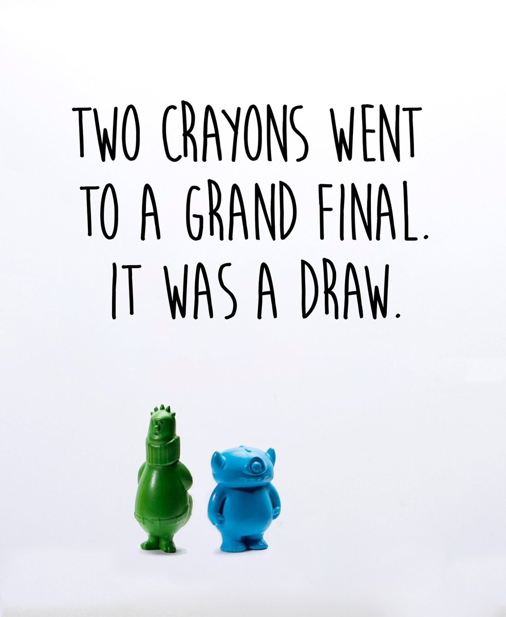 monstercrayons1's tweet photo. Two crayons went to the grand final. It was a draw... #afl #footyfinals #footyfinalsfever #grandfinals https://t.co/MaeoL4Nf6j