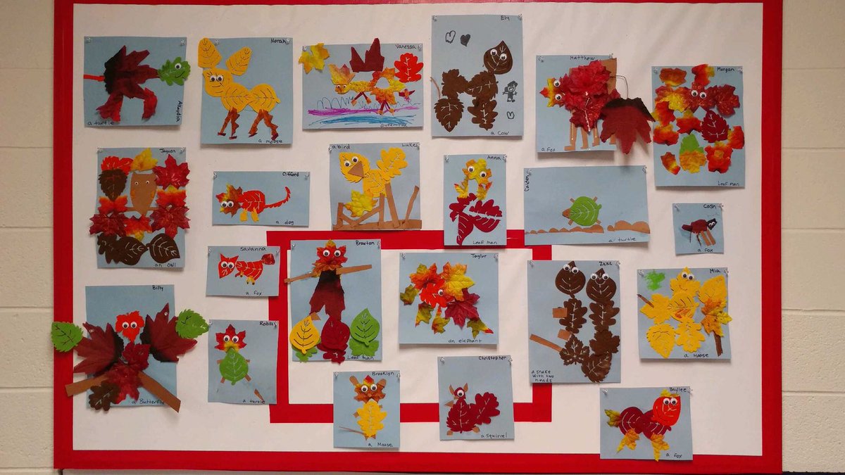 lisareldridge's tweet photo. Miss Corder's 4th grade class helped Team Lee’s K students practice the lifeline of creativity. After reading the book Leaf Man they created characters out of leaves that Leaf Man might see as he travels. What a fun and engaging activity! #socsowen https://t.co/WtPPY7ye7g