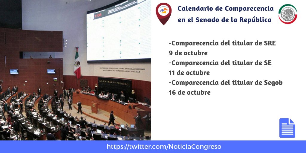 NoticiaCongreso's tweet photo. Conoce el Calendario de Comparecencias del @senadomexicano https://t.co/8HDnJv8d22