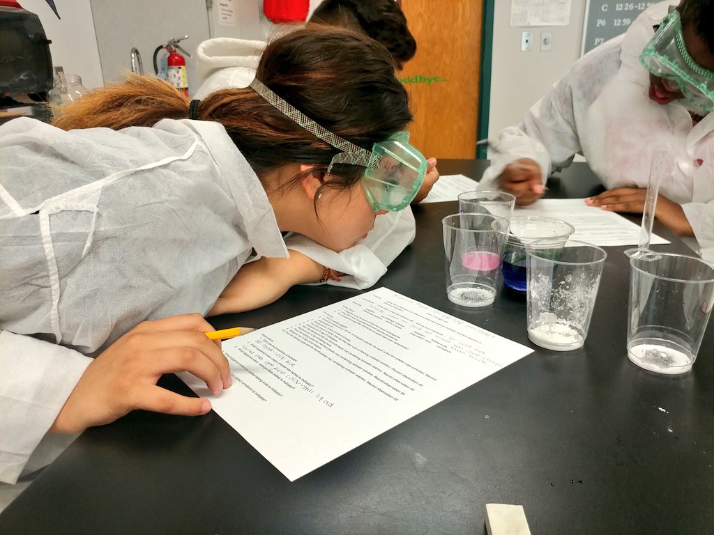dialys_riley's tweet photo. The first day of chem lab begins. What kind of chemical reaction happens when you mix a reactant with a natural indicator? 8th graders found out! #BuildingChampions #mpmsscience #MPMS2019 #hornetpride https://t.co/om6k8cFEeL