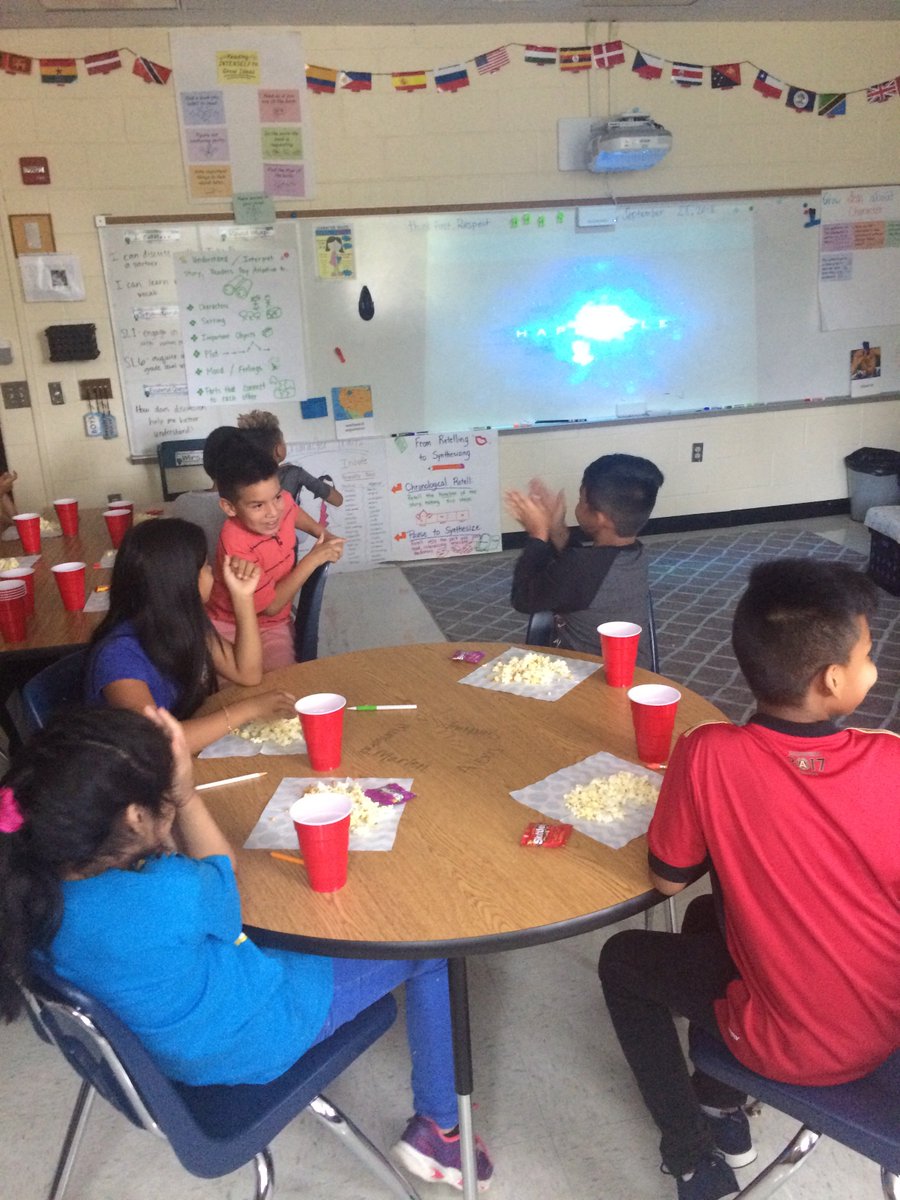 3rd grade #esol hawks celebrating #booktrailers with @MsEntrup
