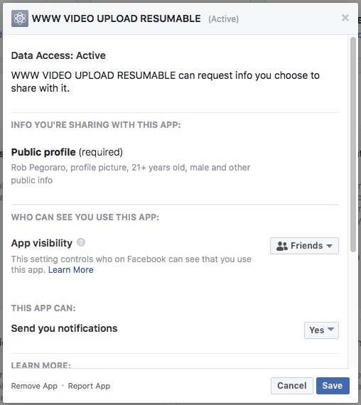 Facebook about-this-app page listing offers zero usable details about who wrote this thing.