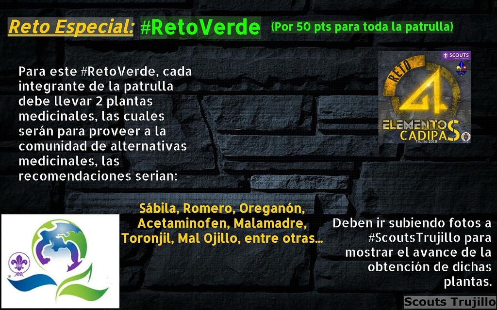 ScoutsTrujilloV's tweet photo. Llega nuestro #RetoVerde el reto con mas puntuación para el valioso premio de la patrulla ganadora de #RetoRedes 

¡Ese premio está que arde!

Falta poco para este tan esperado #CADIPASTrujillo2018

¿Tú y tu patrulla ya se inscribieron? 
#4Elementos #Reto_Camp #ScoutsDelAmbiente https://t.co/MTJ03oSlbN