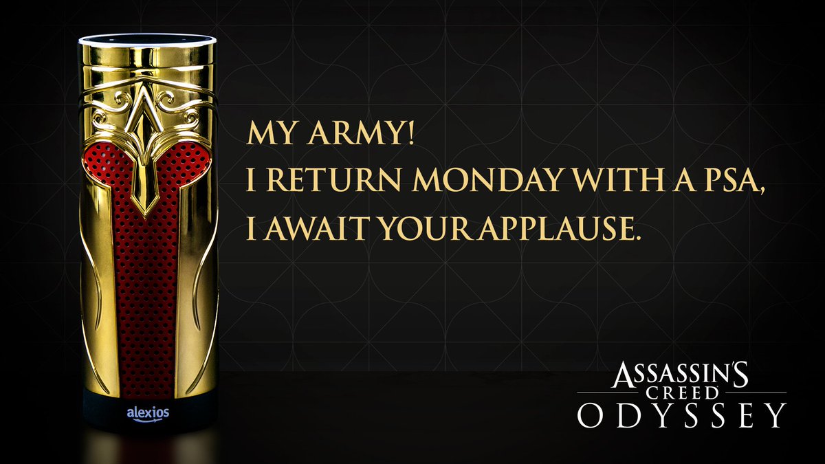 assassinscreed's tweet image. We&apos;re bringing back our Spartan warrior with Part 2 of our Alexa Meets Alexios video. #AssassinsCreedOdyssey