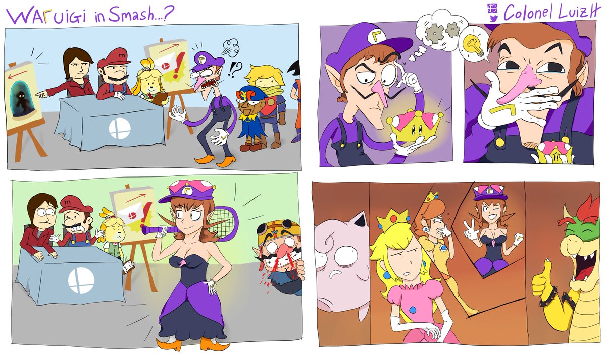 Colonelluizh's tweet photo. eu não sei se #Bowsette é o termo correto, pra mim soa melhor #PrincessBowser mas enfim, aí minha colaboração. Seria essa a #Waluigette ou #Walupeach ? Ninguém sabe... https://t.co/jSvYtENm57