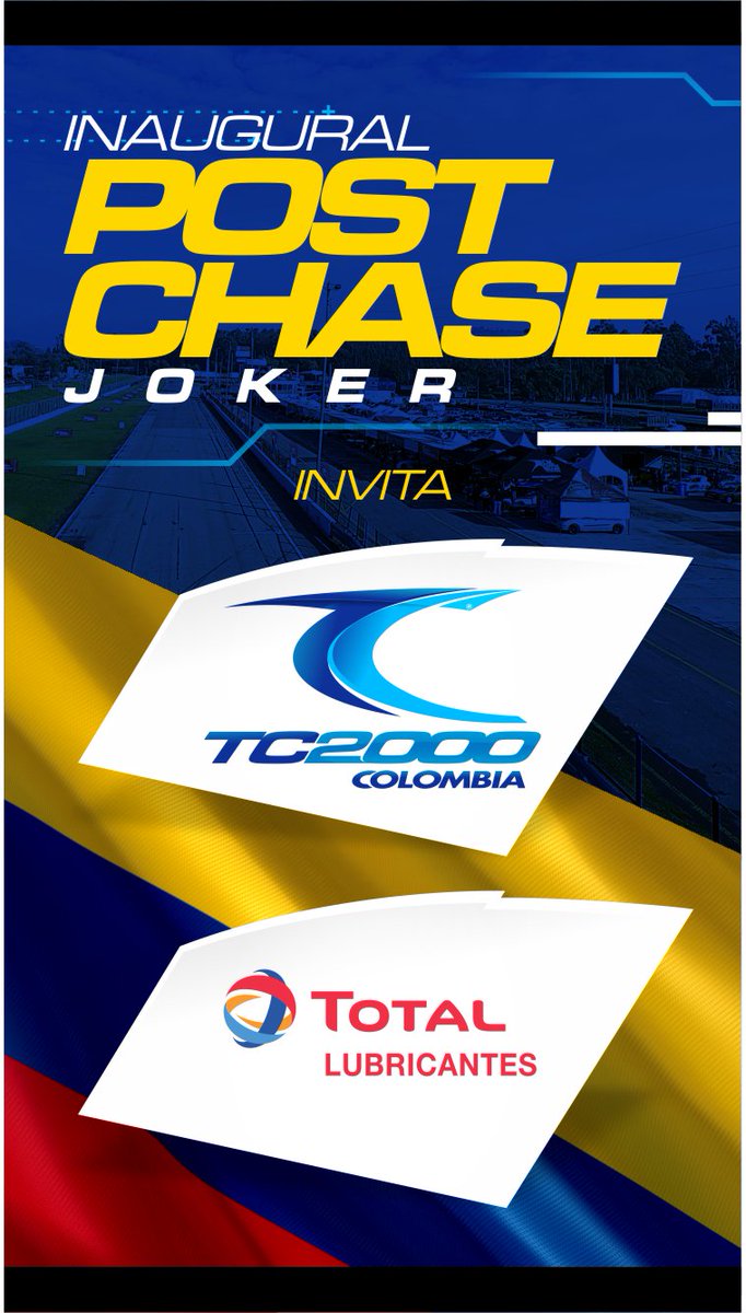 tc2000colombia's tweet photo. Carrera Inaugural Post Chase - Joker - Copa Federación. Un evento TC 2.000 Colombia... Un evento Total Lubricantes. @TotalCol https://t.co/rYyR9BUDky