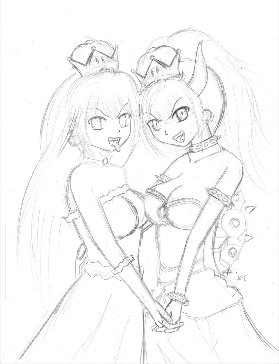 Kumo_Isamashii's tweet photo. Hey guys! Would y'all be interested in a live stream of me coloring this piece next week on Twitch? Never did a live Adobe session, but I would be down to try!

#Booette #Boosette #Bowesette #Bowette #Mario #Anime #Manga #Yuri #videogames #FanArt https://t.co/l85RCLi7n9