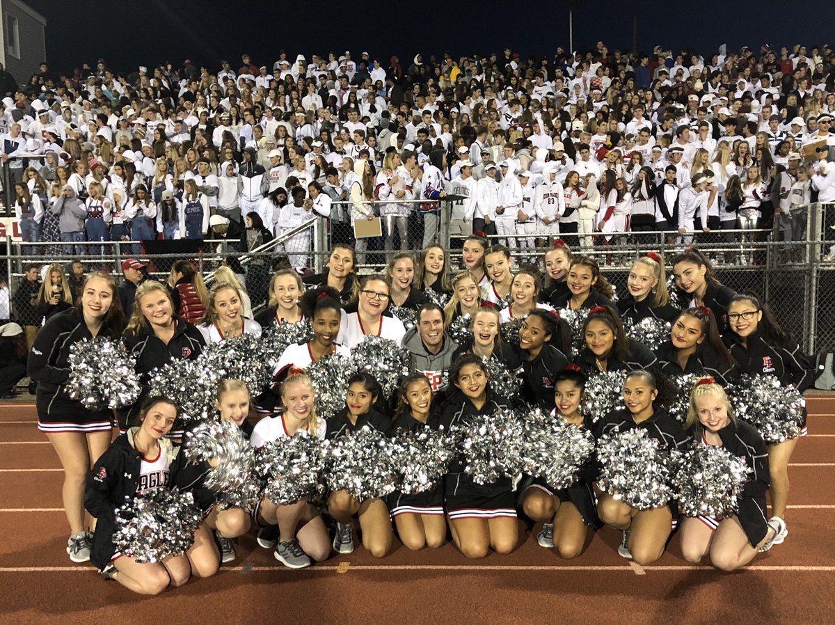 amygiessinger's tweet photo. The @epcheerteam snapped a sideline shot with @EPPrincipal at tonight’s homecoming game against Maple Grove. I spy @EP_FanSection in the background, too! #EagleNation #SchoolSpirit #FridayNightLights https://t.co/TxDp2iCBDE