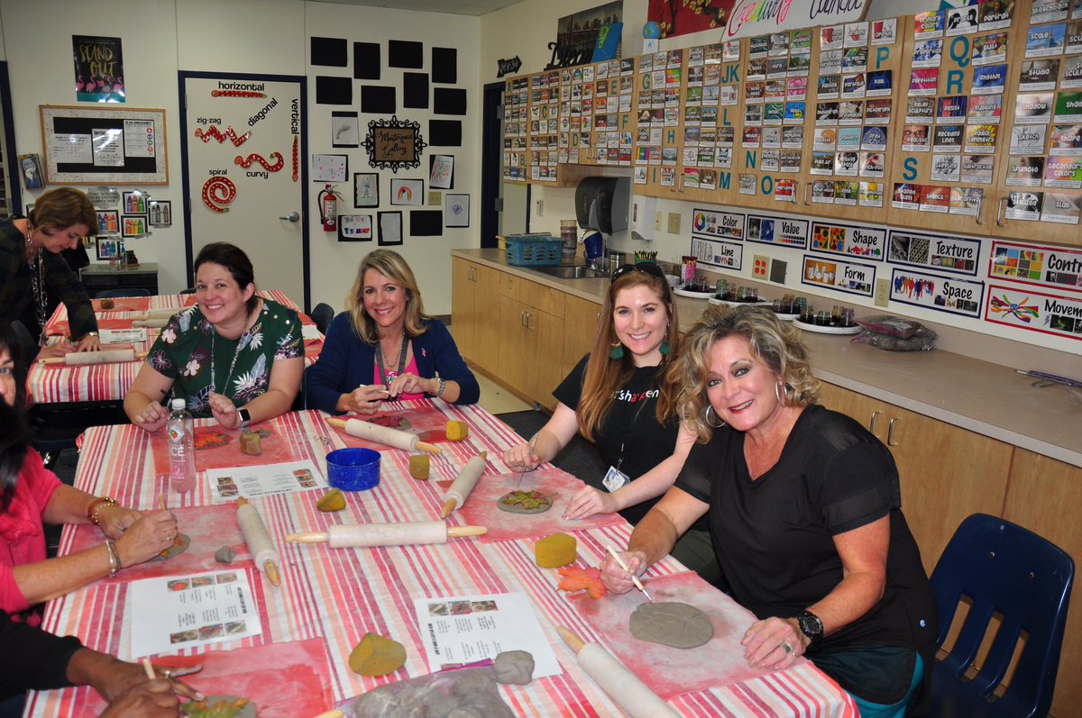 tararolo's tweet photo. Nothing like some after school ‘art therapy’ to de-stress!! Loved having some visitors in the art room making clay leaves! #wyattlearns https://t.co/XT0MTjEgh6