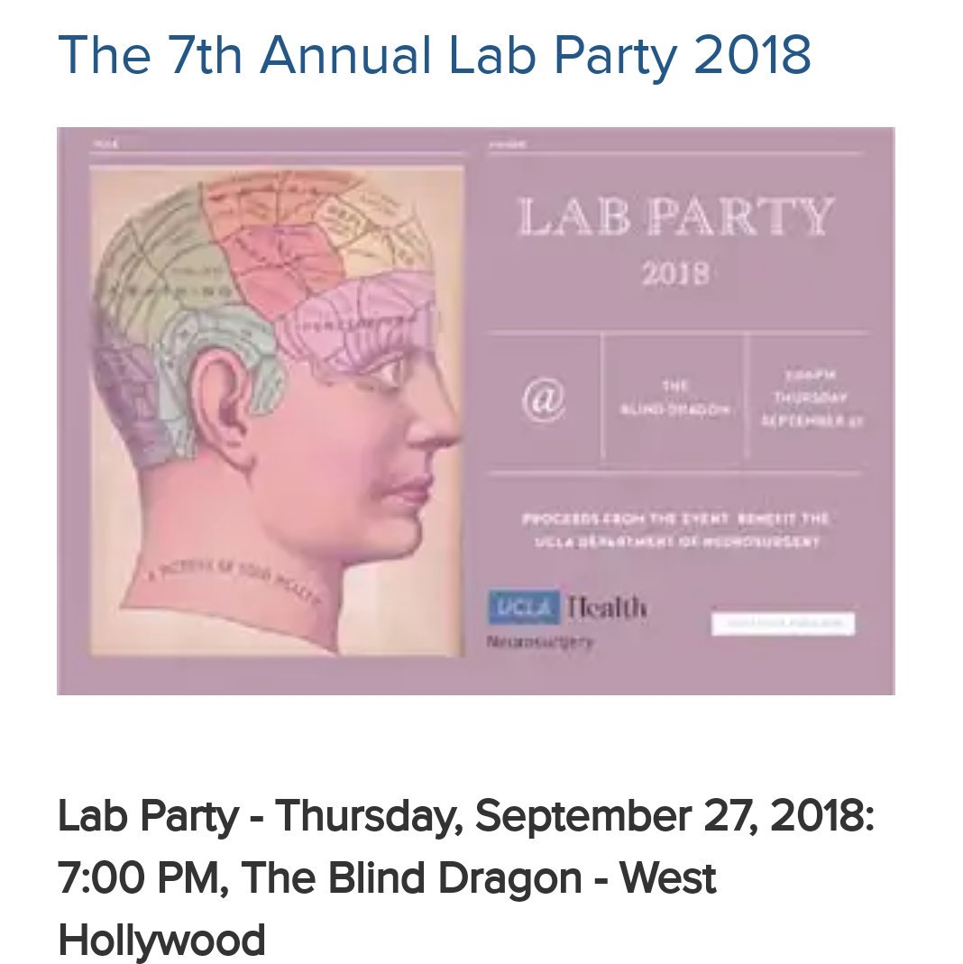 griz1's tweet photo. Great time at #UCLANeurosurgery #LabParty last night @blinddragonla! Thanks to #KateBerg &amp; #SamMilner &amp; friends for supporting #UCLA @TheSteveTisch #BrainSPORT, #EastonBrainHealth &amp; #UCLANeurosurgery! @UCLAMCH @UCLAHealth https://t.co/5kgExRY0xe