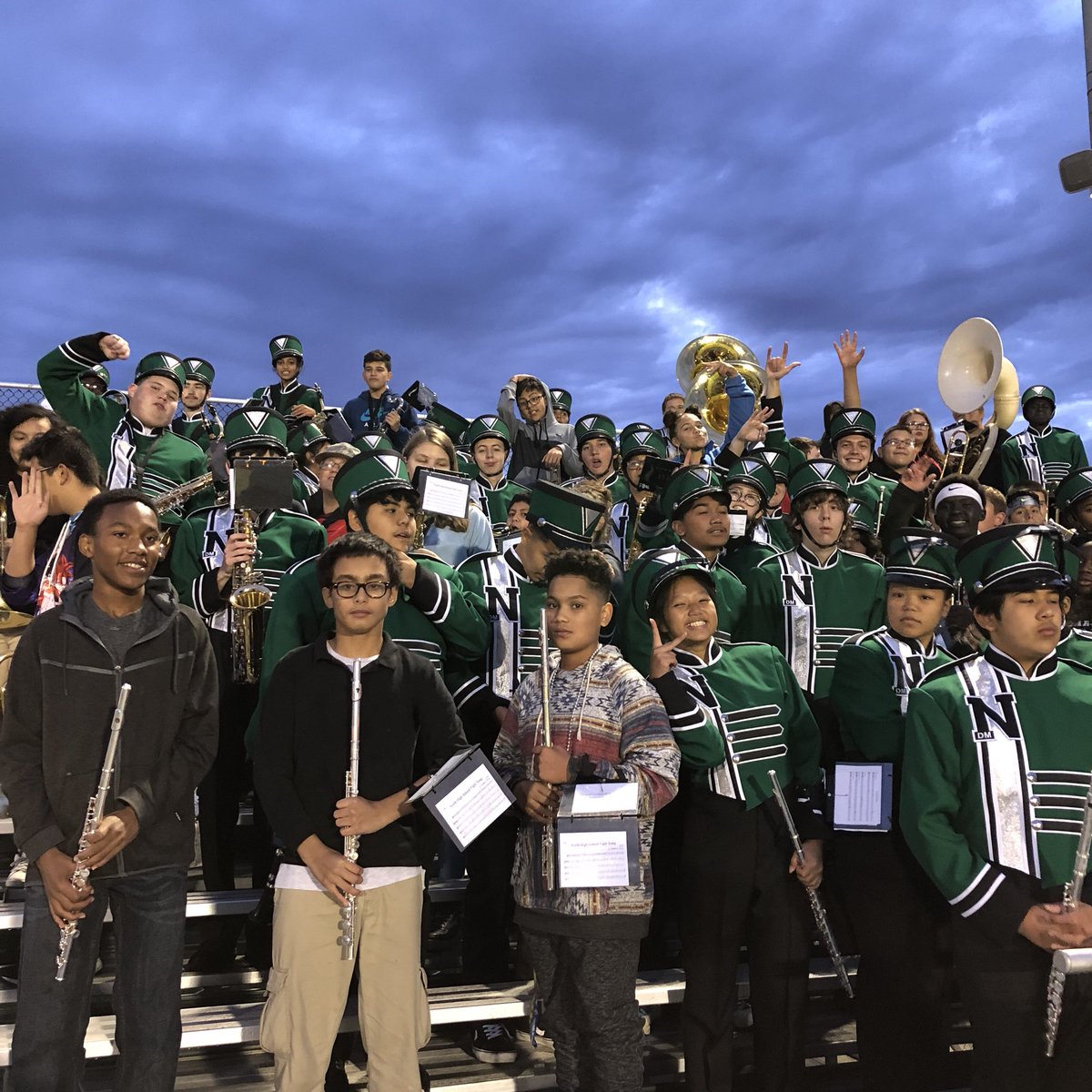 NorthsideBands's tweet photo. We love it when the bands come together! #GoodrellPride #HardingWolfpack #MarchingPolarBears https://t.co/BocdPDTfC3