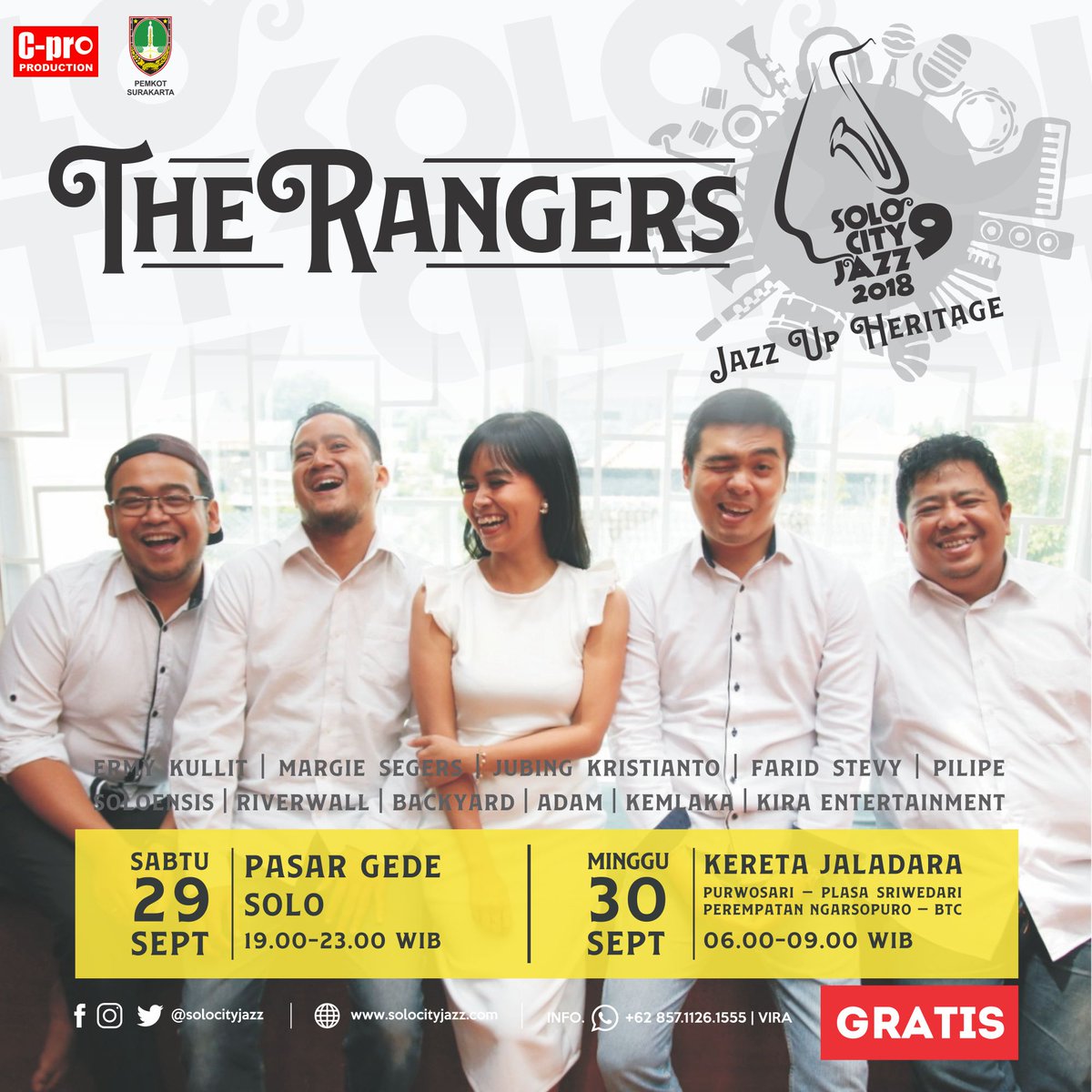 Pengalaman The Rangers tampil di Pasar Gede dalam pra event Solo City Jazz di tahun 2017 meninggalkan kesan yang begitu mendalam. . Tahun ini, suka ria itu akan dihadirkan The Rangers di panggung Solo City Jazz tanggal 29 September 2018. 

#solocityjazz #kotasolo