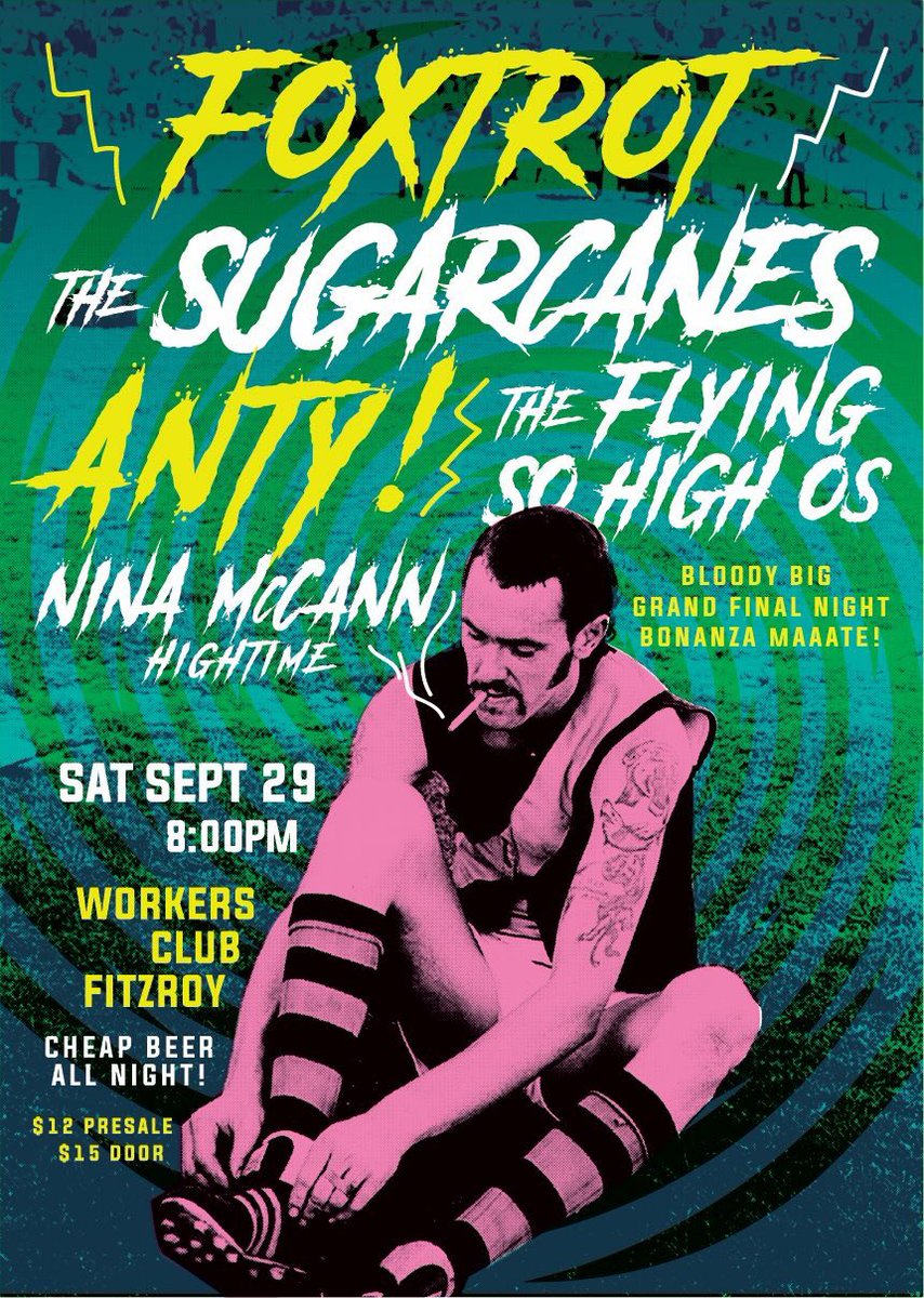 Melbourne! Head down to The Workers Club tonight, Anty (@TheBennies420) is playing solo, Lucy (@smithstband) is playing with her band @the_sugarcanes plus @FoxtrotPunk, The Flying So High Ohs & Nina from @Hightimemusic Doors 8pm, go pies!