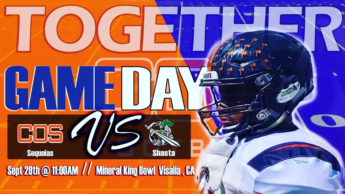 COSGIANTS_FB's tweet photo. Tomorrow we take the field! Come support your COS GIANTS!
COS vs SHASTA
@ 11:00 AM
Mineral King Bowl // Visalia, CA
#COSGIANTS #FINISH #AGAIN #TOGETHER
@Coach_Dags @COSAthletics @cosgiantnation @COSGiant @coscampusnews https://t.co/51Hku3fybb
