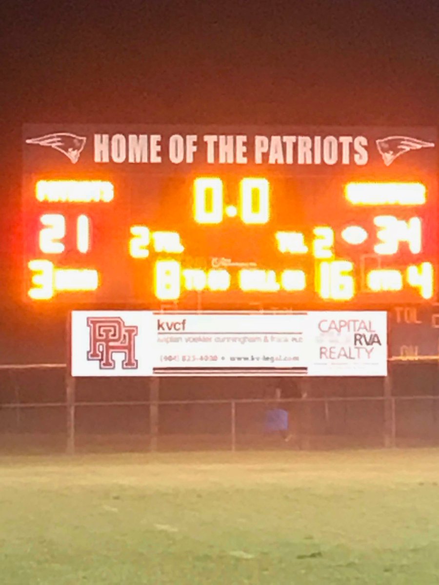 ⁦<a href="/AtleeFootball/">Atlee Football</a>⁩ moves to 5-0 with a 34-21 win over ⁦<a href="/PatriotsPhhs/">Patrick Henry HS</a>⁩.  ⁦<a href="/ATLRaiderNation/">Atlee High School</a>⁩ #WeAreAtlee