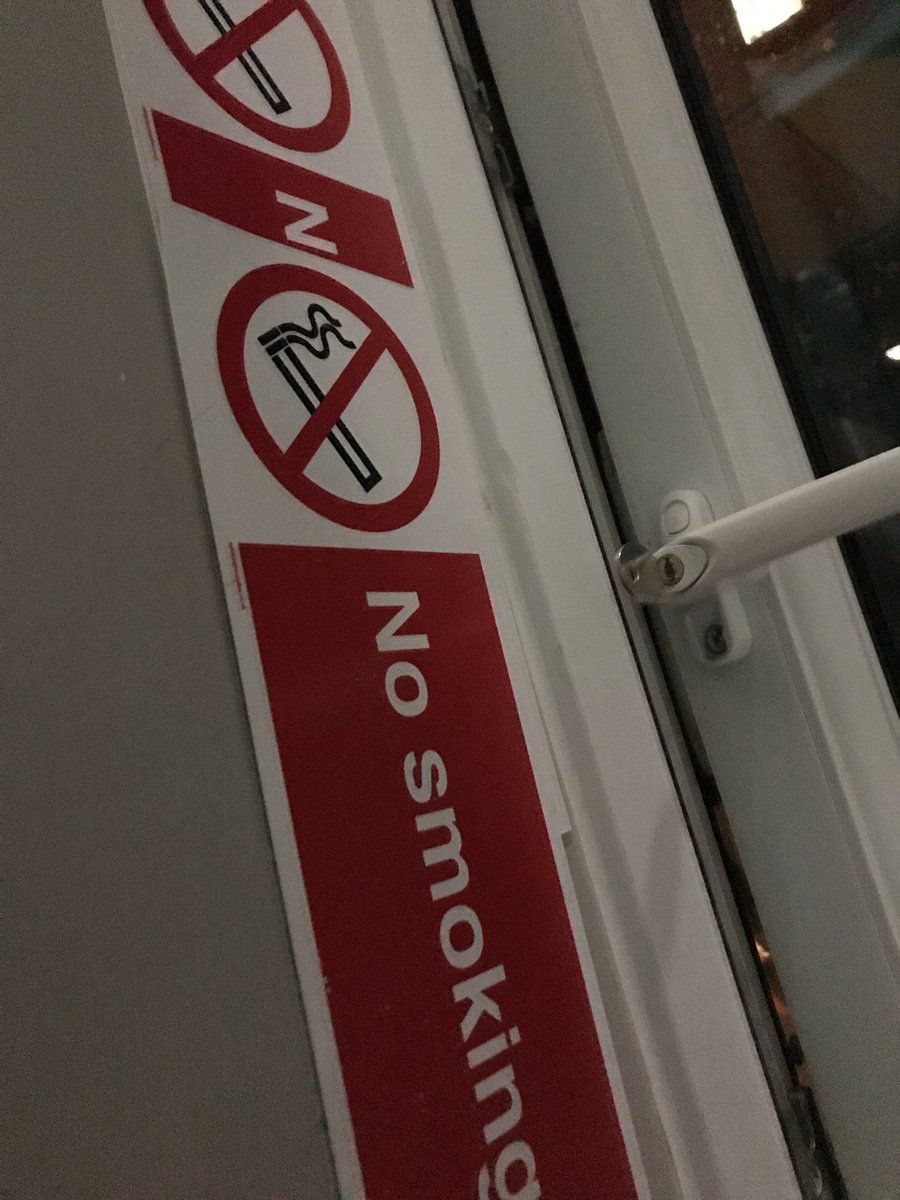 DSU_WaC's tweet photo. They haven’t even put up these smoking signs and this window doesn’t even open any wider than this. 😧

not even going to tweet no more,  but on Monday there will be a very LONG complaint on a couple desks. 😊👍🏾 https://t.co/GXJA0zre3u