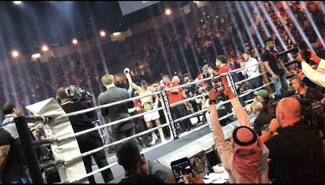 GulfNewsSport's tweet photo. Crowning moments from last night's #GrovesSmith fight in #Jeddah #RowdyinSaudi, Smith now dreams of a title defence at Anfield in hometown of Liverpool https://t.co/VLQny4ZWsT