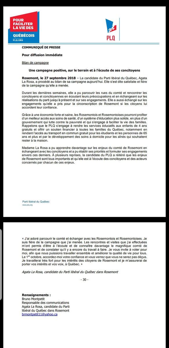 Voici mon Bilan de Campagne provinciale 2018. Très occupée et j'ai travaillé très fort durant toute la campagne électorale. Rendez-vous le 1er octobre pour le résultat final. N'oubliez pas il faut aller voter. L'avenir de vos comtés et du Québec dépend de vous!