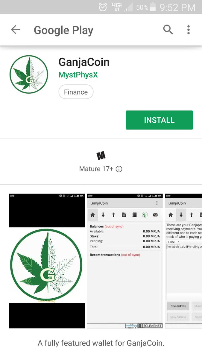 CrypTOPeration's tweet photo. @Ganja_Coin The official GanjaCoin mobile wallet is now available for download! #MRJA #thc #DopeCoin #Cryptocurrency https://t.co/Sck3DM5mQ9