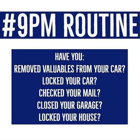 OrlandParkpd's tweet photo. Have you? #9PMRoutine. #OrlandPark #OrlandParkPD #OrlandParkPolice #LockItOrLoseIt #PreventCarHopping #NoGunsInCars #NothingVisible #OutsideLightsOn #EverythingLocked #LockItUp https://t.co/UGW8Ta0pJT