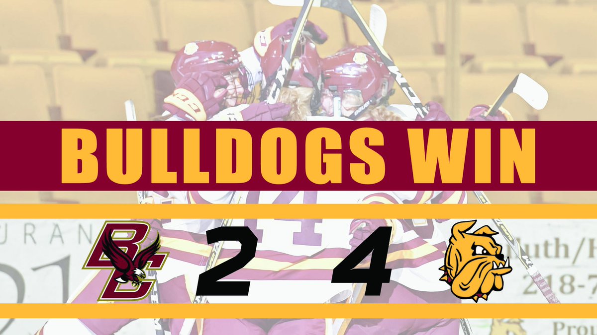 UMDBulldogs's tweet photo. .@UMDWHockey opens its season up with a big home victory over No. 4 Boston College. Final shots in favor of the Bulldogs 35-27. https://t.co/sW5CcfUoqr