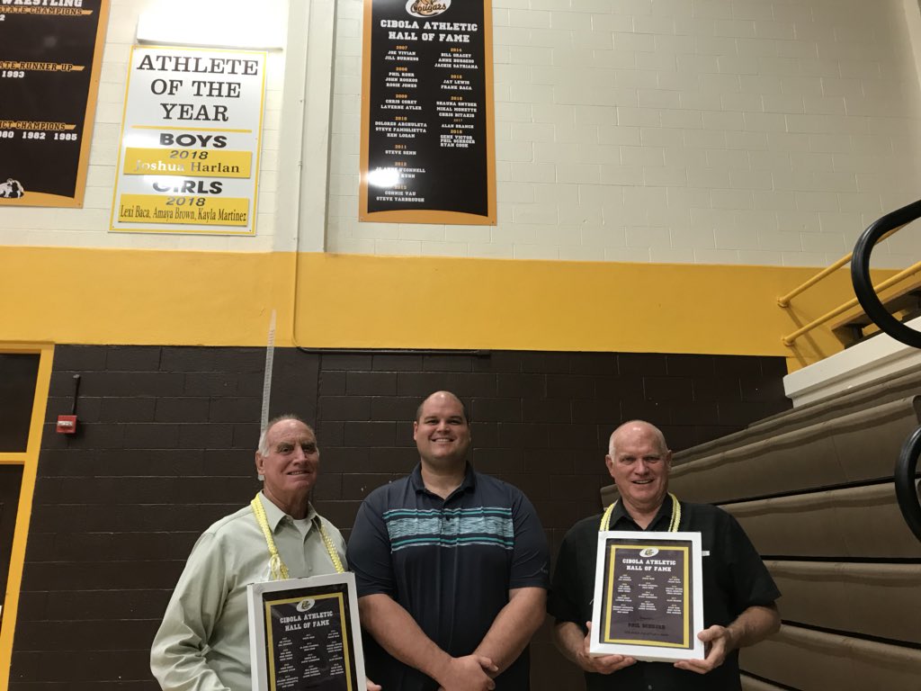 Congratulations on the class of 2018 Hall Of Fame inductees! Coach Phil Schroer, Coach Gene Victor and 2001 grad <a href="/RyanCook63/">Ryan Cook</a> our Cibola/NFL athlete!    Enshrined on the wall forever.