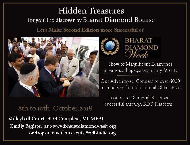 BharatBource's tweet photo. An Exclusive Invitation to you from Bharat Diamond Bourse This Platform will Provide Great Opposites for Retailers https://t.co/bk4odrnWlS